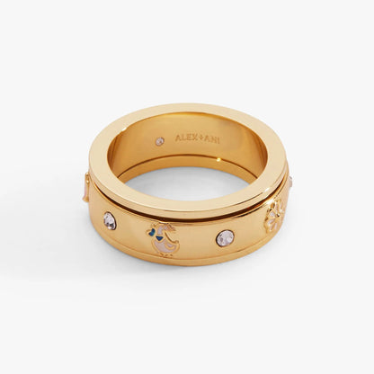 Garden Party Fidget Ring with Crystals and Ducks