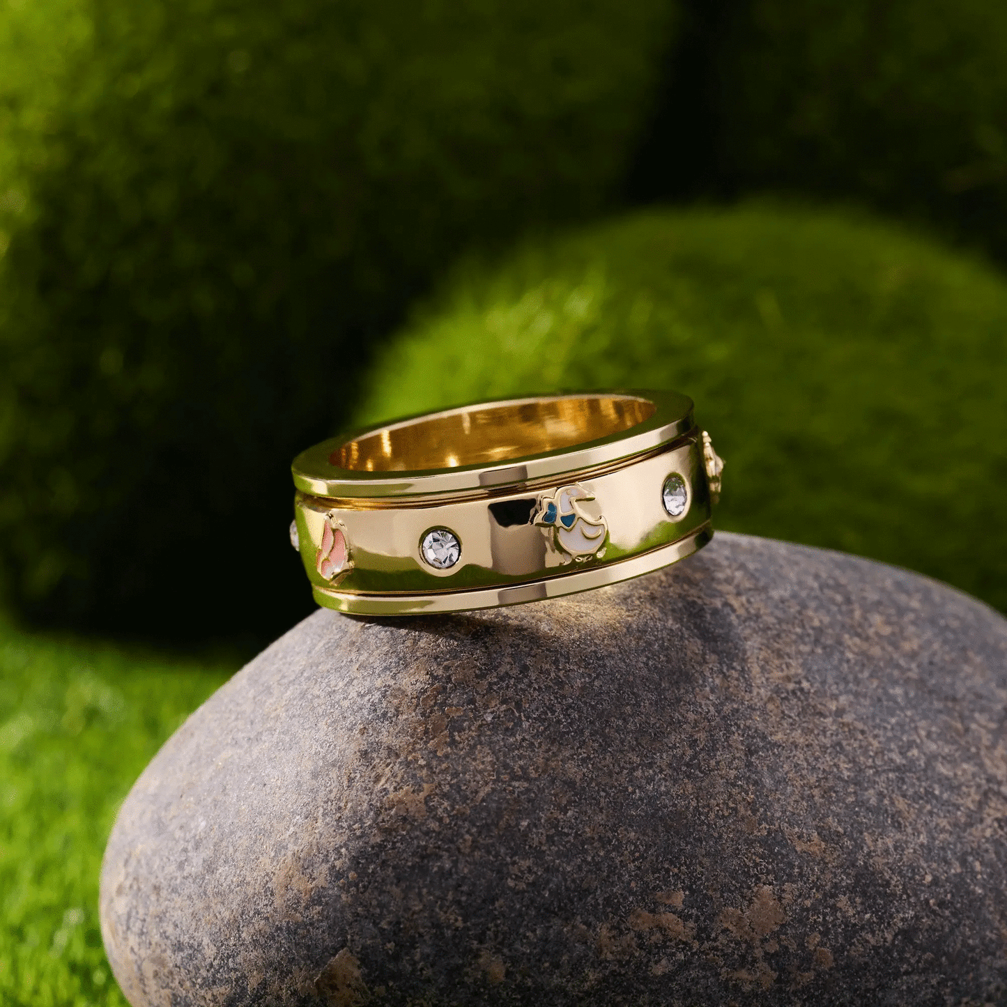 Garden Party Fidget Ring with Crystals and Ducks