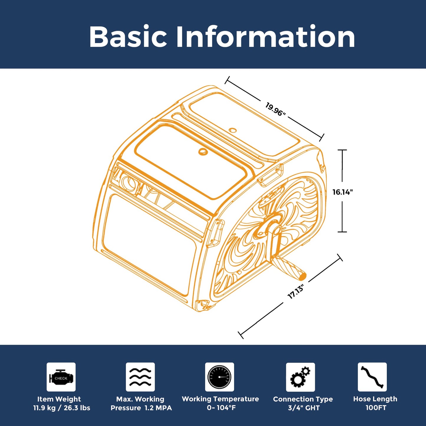 Caja para carrete de manguera de jardín de alta resistencia