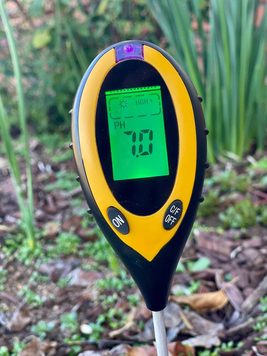 Comprobador de suelo para jardín: pH, humedad, temperatura y luz (4 en 1)