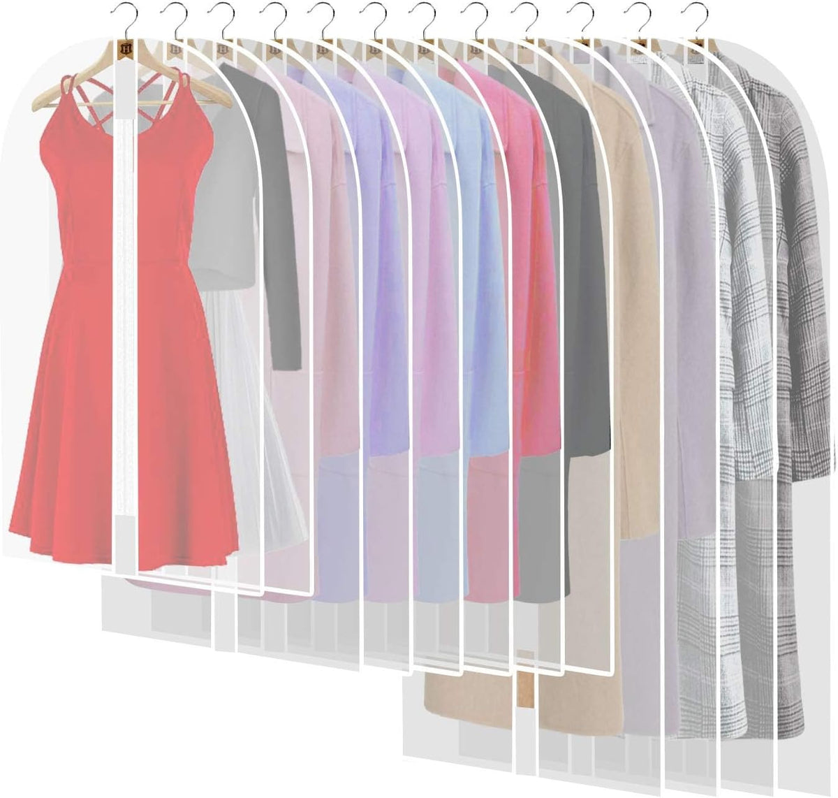 4-pack extra-long garment storage bags 180cm for dresses by Moktan Sabai in assorted colors on Tampa Home & Garden Store