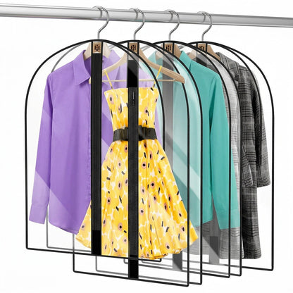 4-pack Moktan Sabai extra-long garment bags 180cm dress covers with frames hanging on a rod on Tampa Home & Garden Store