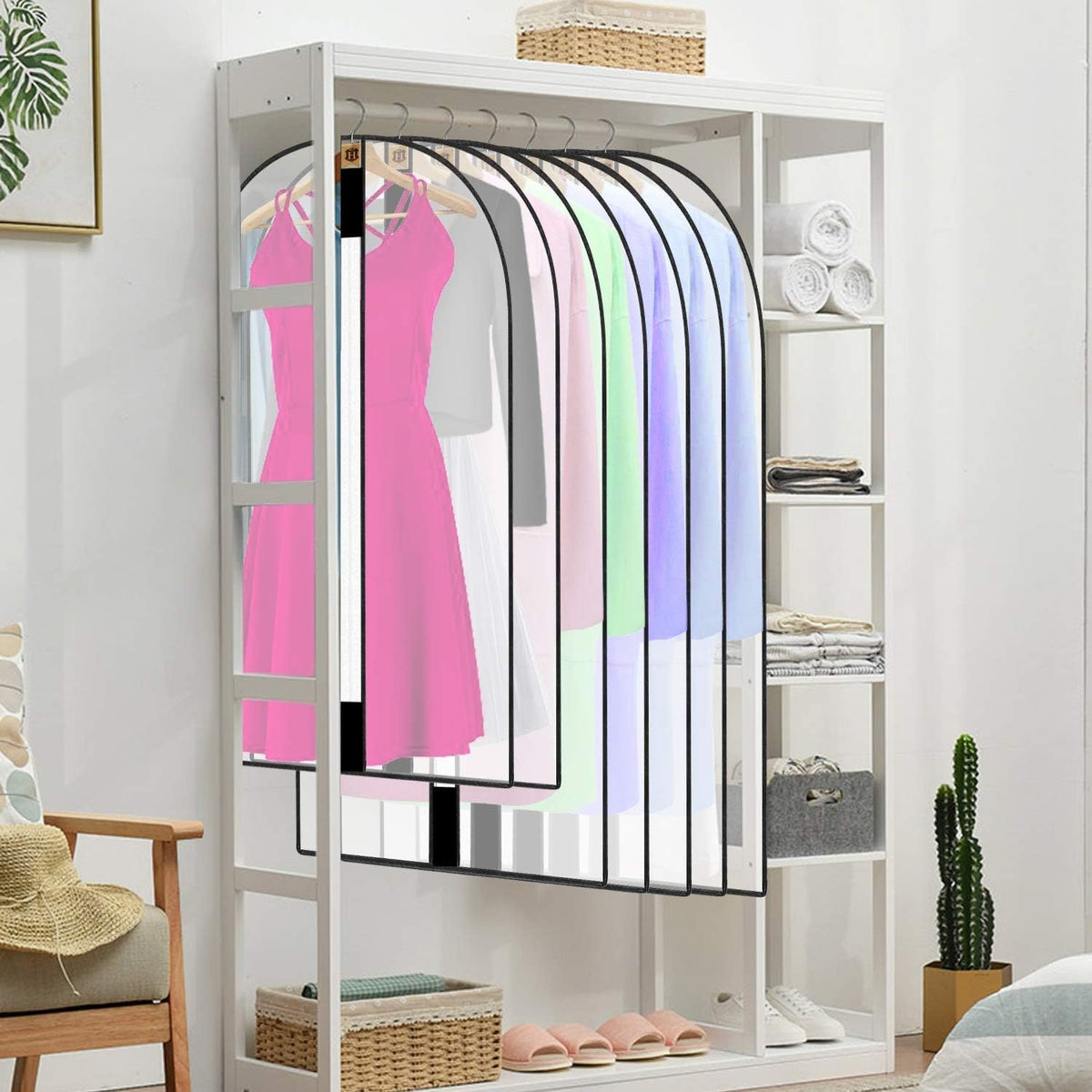 4-Pack Extra Long Garment Bags 180cm Dress Cover by Moktan Sabai; clear with black trim on Tampa Home & Garden Store
