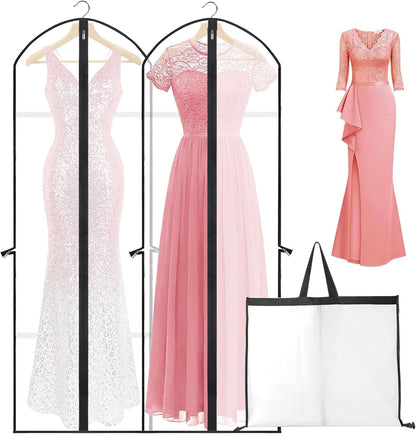 4-pack extra-long 180cm garment bags for dresses, clear with black trim and zipper on Tampa Home & Garden Store