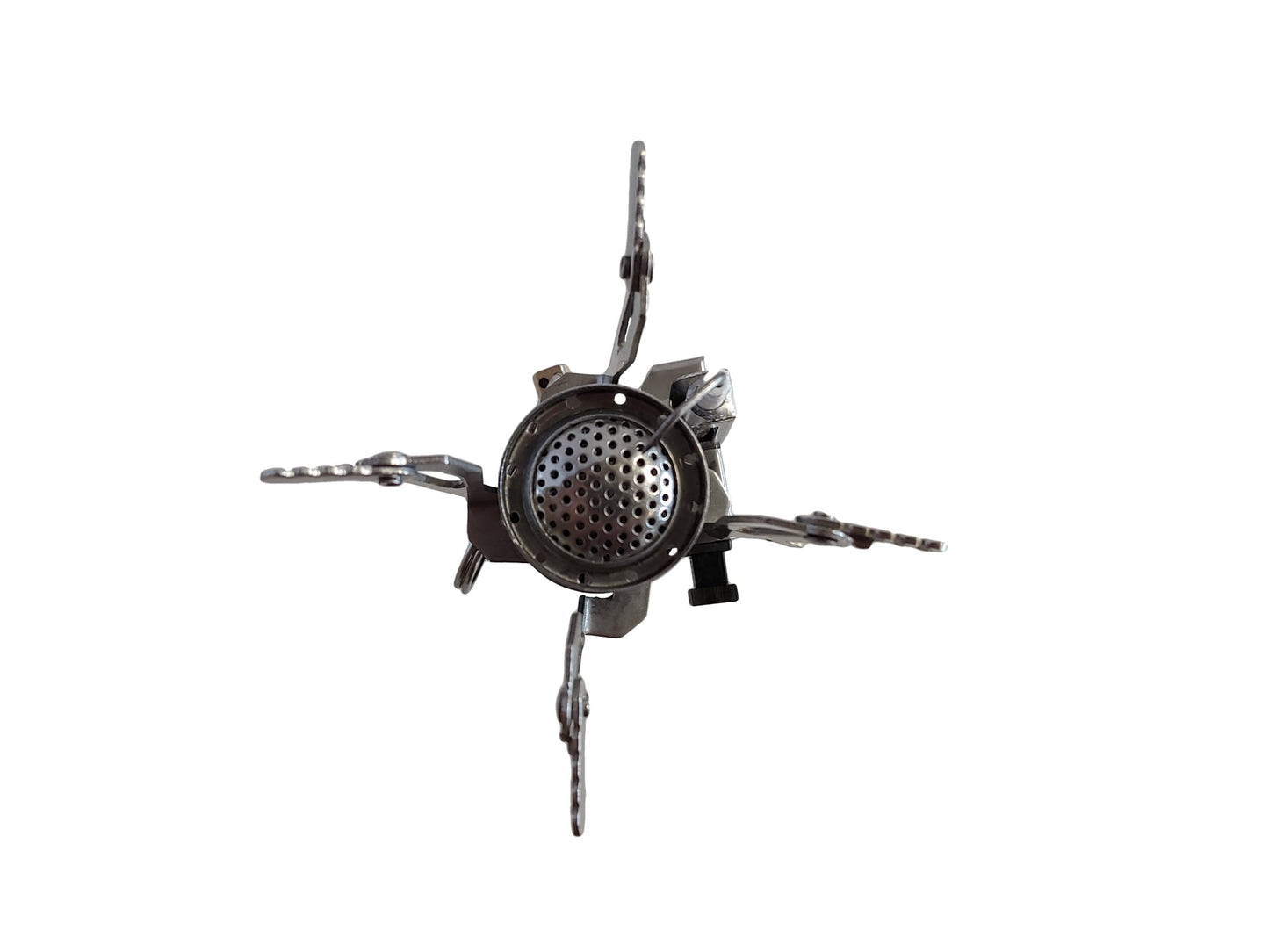 Gas backpacking stove River Country Gear, metal burner with perforated head and fold-out legs on Tampa Home & Garden Store