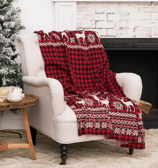Tartan Plaid Deer Throw - Tampa Home & Garden Store