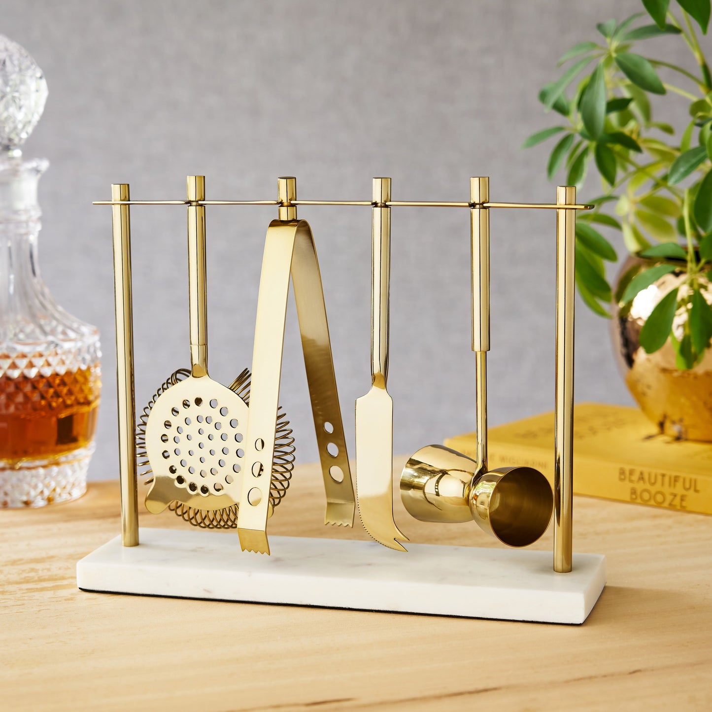 Gold Bar Tool Set with the Marble and Steel Stand
