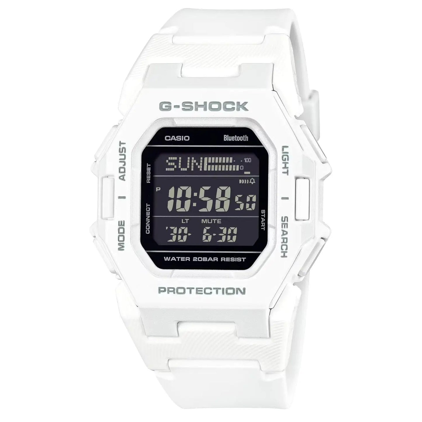 Casio G-Shock digital watch with white resin case and strap and black LCD display on Tampa Home & Garden Store