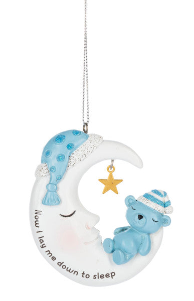 Teddy Bear Moon Ornament - Blue - Tampa Home & Garden Store