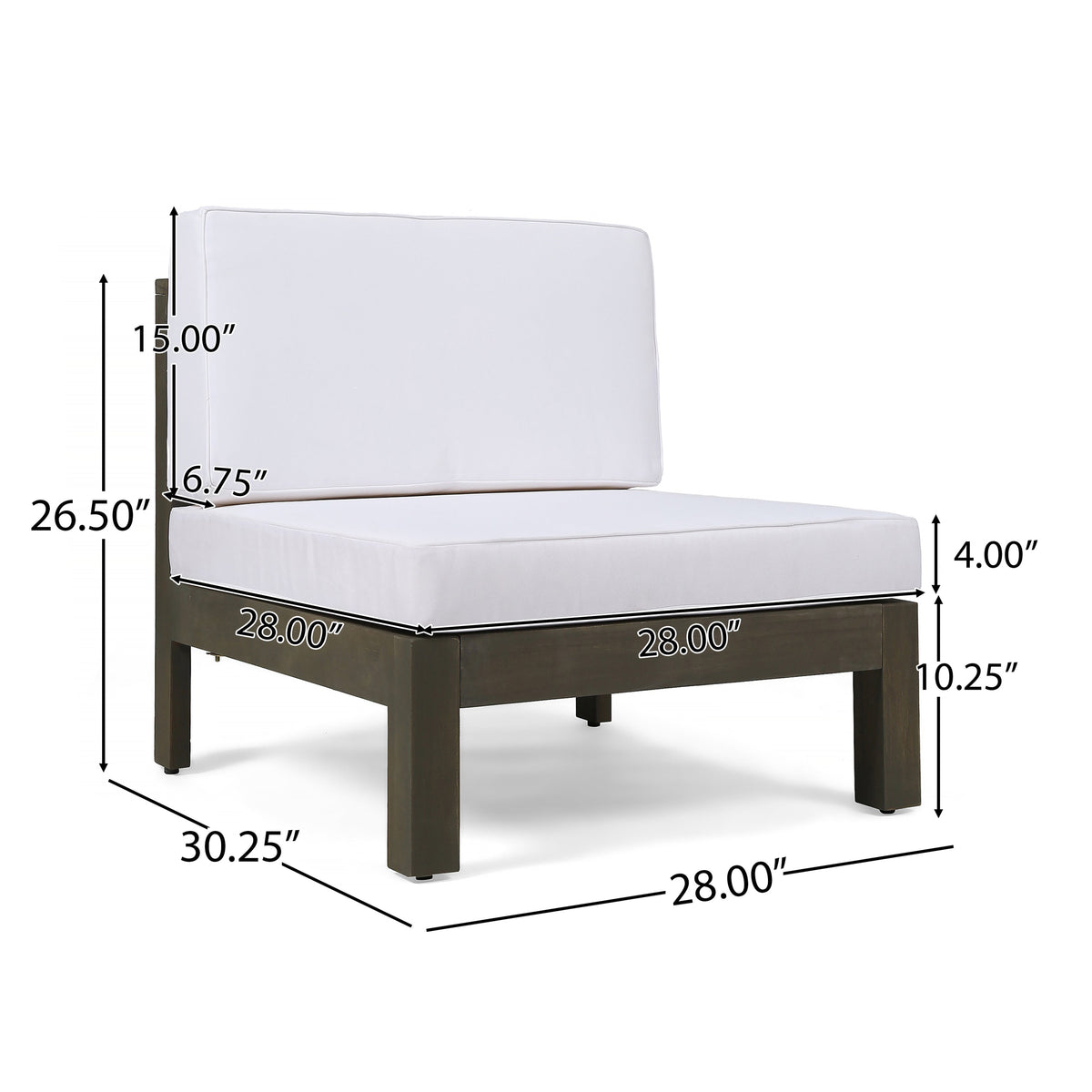 Brava X-Back 3 Seater Outdoor Sectional Sofa Set with Cushions on Dark Wood Frame by HouseOfZazla on Tampa Home & Garden Store