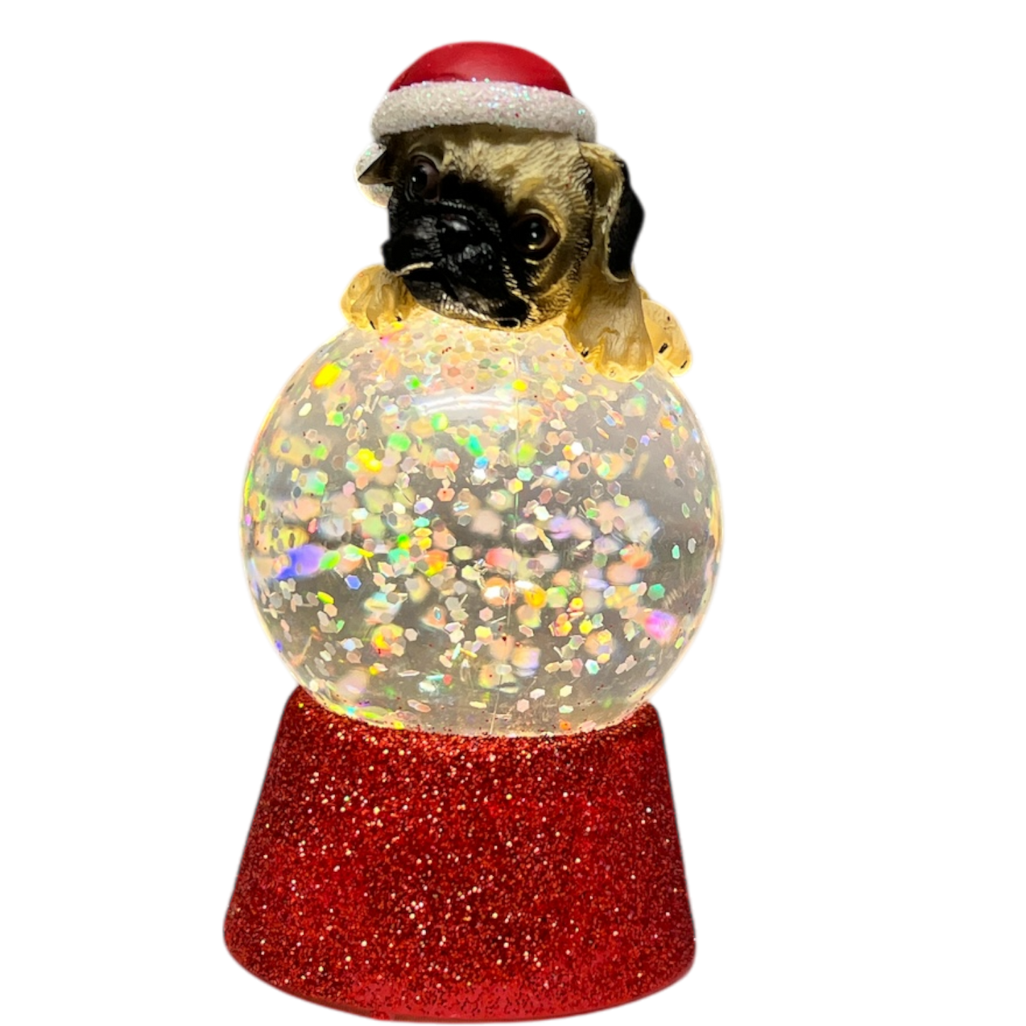 Bola de nieve iluminada con forma de pug
