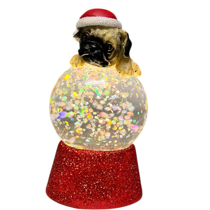 Bola de nieve iluminada con forma de pug