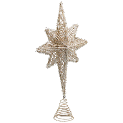 Golden Glow LED Star Tree Topper 16in with beaded gold finish by The Country Christmas Loft on Tampa Home & Garden Store