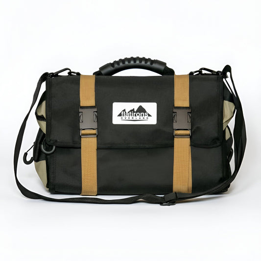 RiPouch Gear Roll black tool storage bag with tan straps and top handle Flatirons Overland on Tampa Home & Garden Store