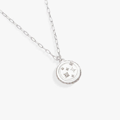 Gemini Zodiac Necklace by Alex and Ani, silver-tone chain with round pendant and crystals on Tampa Home & Garden Store