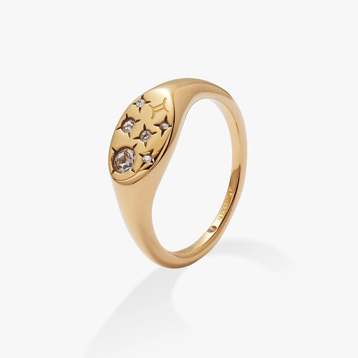 Gemini Zodiac Ring With Crystal Accents Charm
