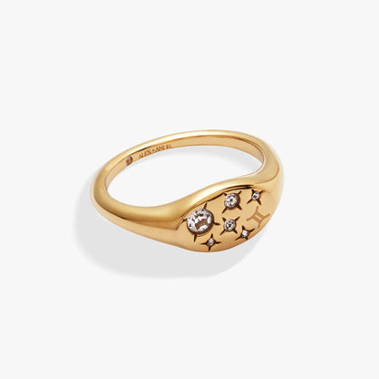Gemini Zodiac Ring With Crystal Accents Charm