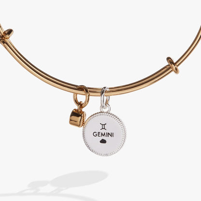 Gemini Zodiac Charm Bangle, rose-gold tone with white round Gemini charm by Alex and Ani on Tampa Home & Garden Store