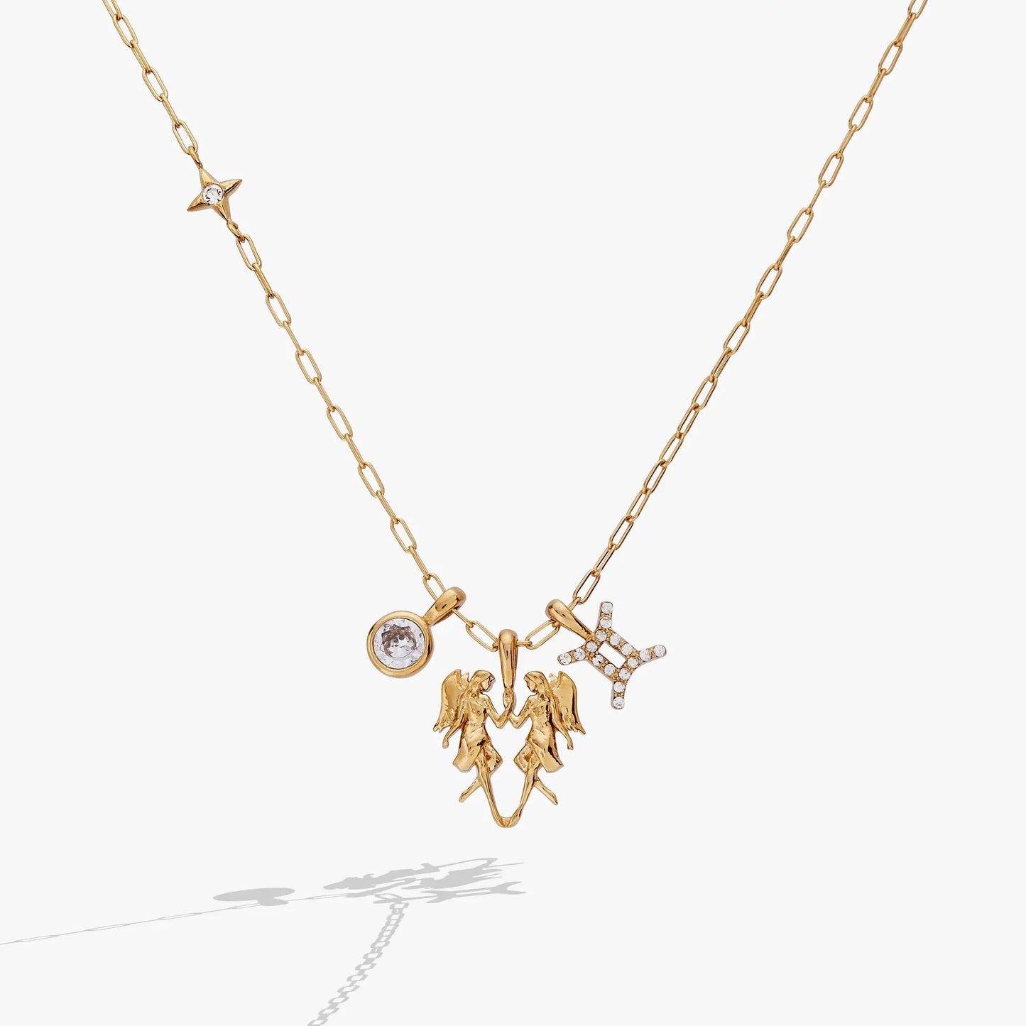 Gemini Zodiac Charm Necklace Gold Plated