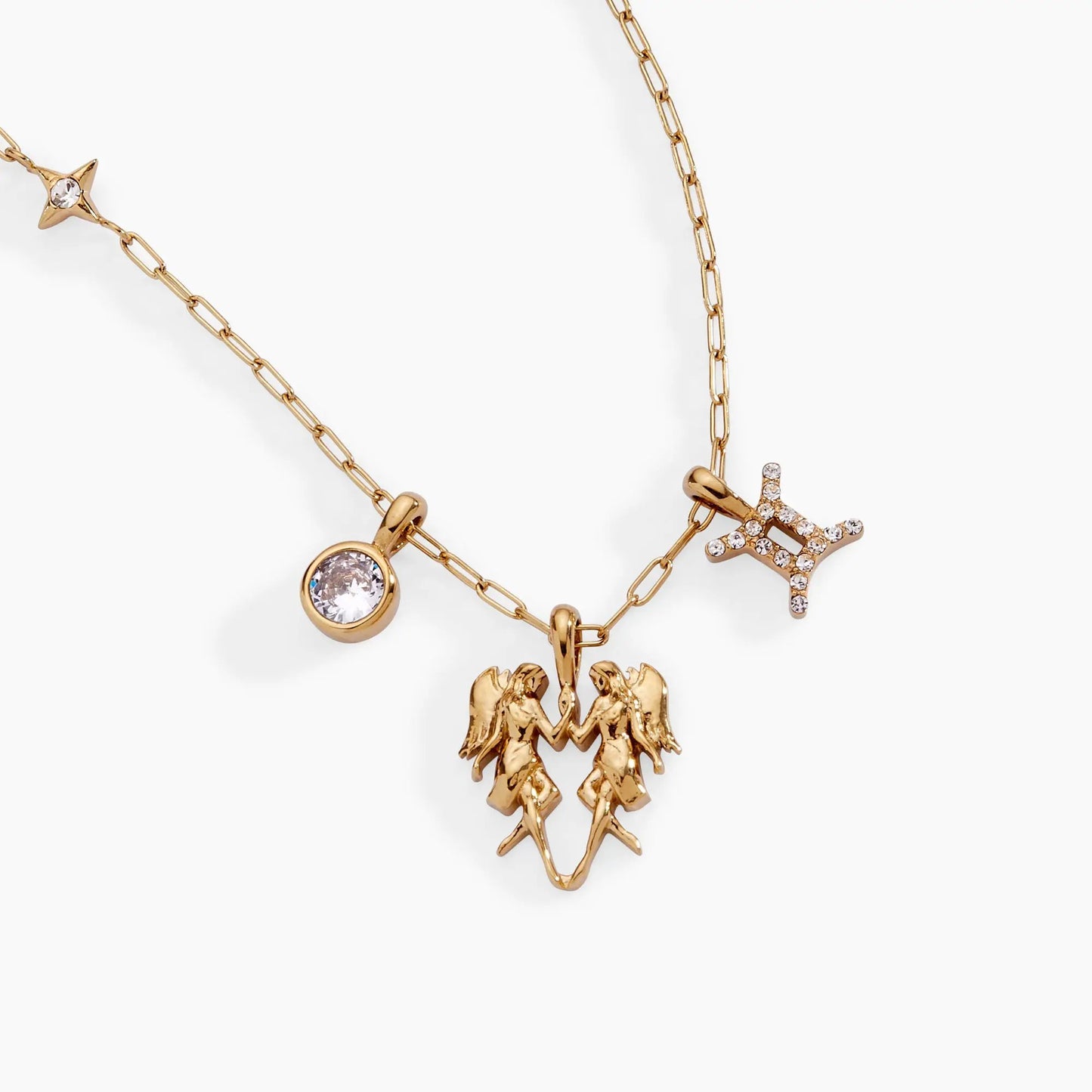Gemini Zodiac Charm Necklace Gold Plated