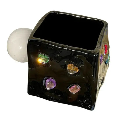Gemstone black ceramic square planter for kitchen succulents with gem accents Decorbites on Tampa Home & Garden Store