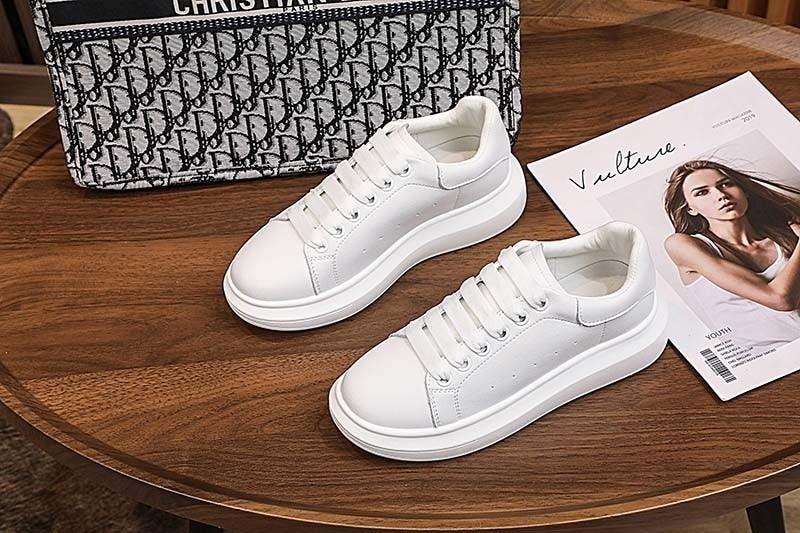 Genuine leather white platform sneakers Stevvex, lace-up casual walking shoes pair on Tampa Home & Garden Store