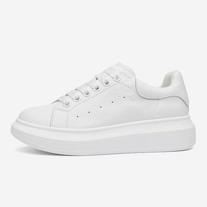 Genuine leather platform sneakers white by Stevvex with chunky sole on Tampa Home & Garden Store