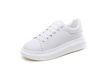 Stevvex women's white leather platform sneakers with lace-up design and chunky sole on Tampa Home & Garden Store