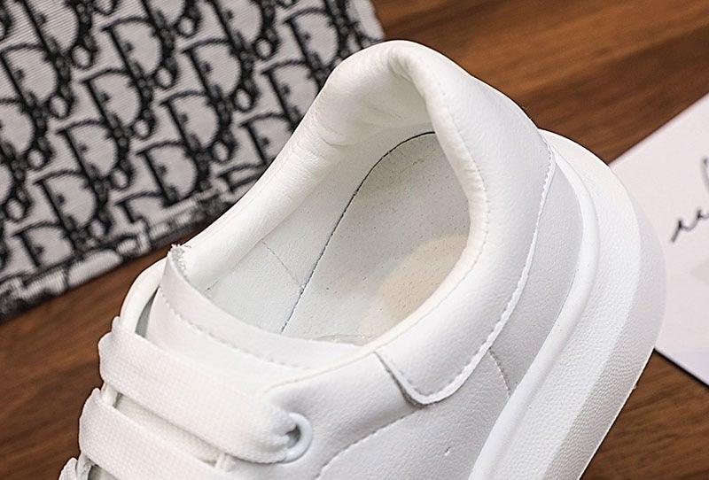 Genuine leather women platform sneakers white with strap and chunky sole on Tampa Home & Garden Store