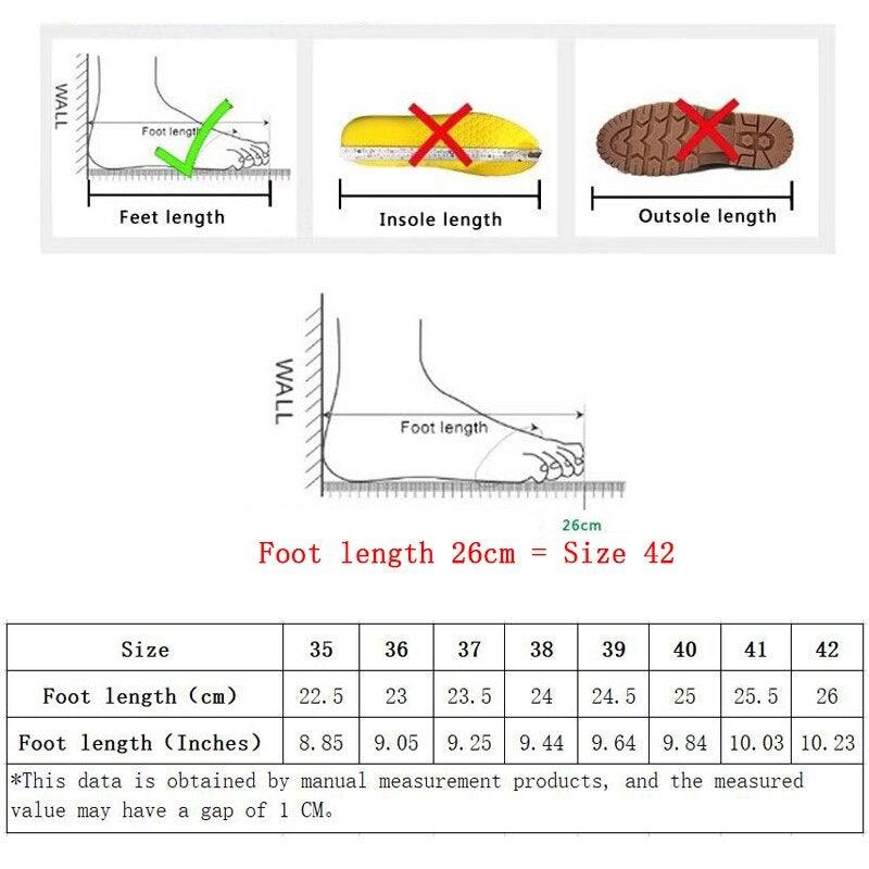 Stevvex genuine leather women platform sneakers sizing chart with foot length to 42 (26 cm) on Tampa Home & Garden Store