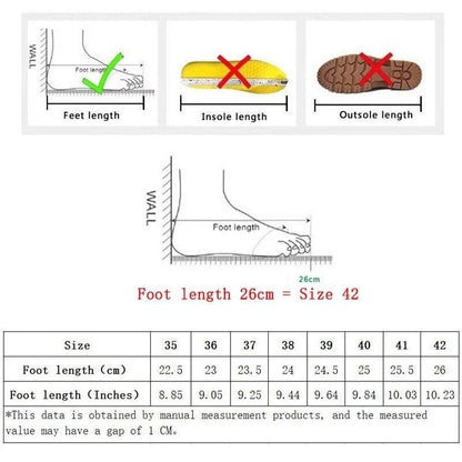 Stevvex genuine leather women platform sneakers sizing chart with foot length to 42 (26 cm) on Tampa Home & Garden Store