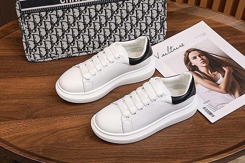 Stevvex white genuine leather platform sneakers for women, lace-up, black heel counter on Tampa Home & Garden Store