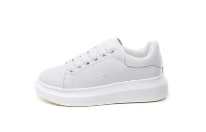 Genuine leather women platform sneakers white lace-up casual walking shoes Stevvex on Tampa Home & Garden Store