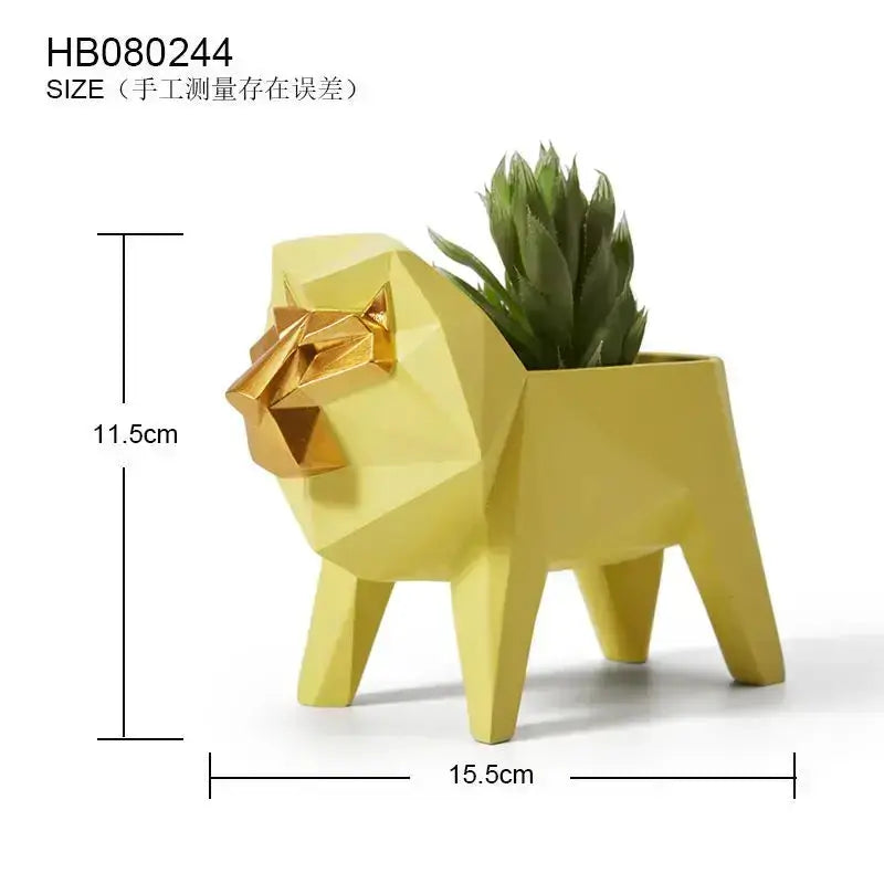 Geometric yellow giraffe planter with succulent, 3d papercraft decor on Tampa Home & Garden Store