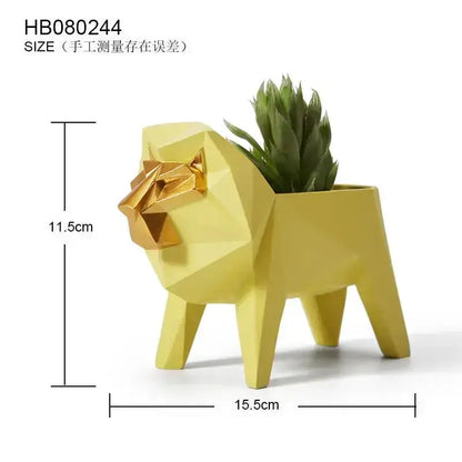 Geometric yellow giraffe planter with succulent, 3d papercraft decor on Tampa Home & Garden Store