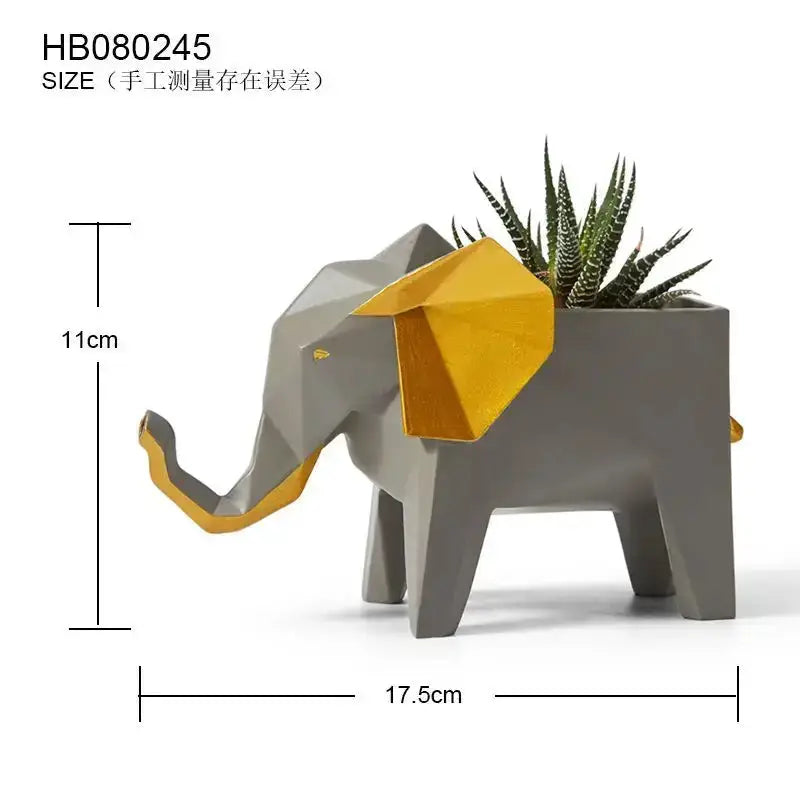 Geometric gray & orange giraffe 3d papercraft planter for living room decor by Decorbites on Tampa Home & Garden Store