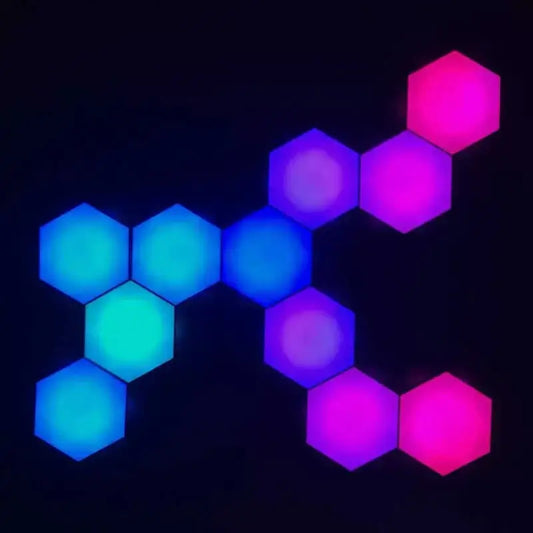 Hexagon LED wall lamp Decorbites with Bluetooth app control, color-changing panels on Tampa Home & Garden Store