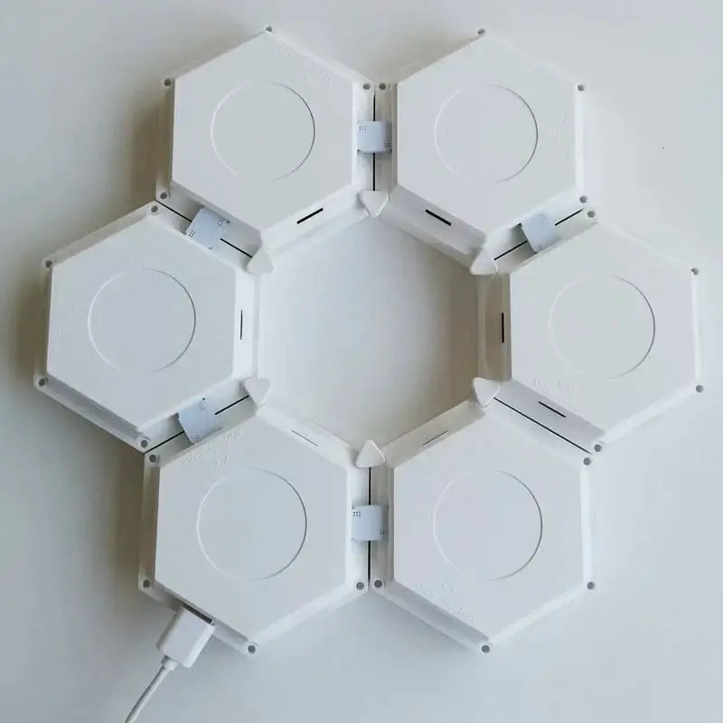 Wall lamp: Decorbites white hexagon panels arranged in a ring, Bluetooth app-controlled lighting on Tampa Home & Garden Store