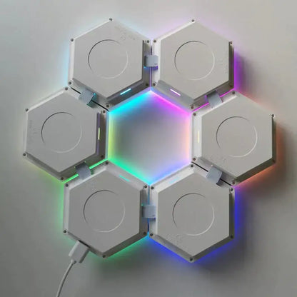 Six hexagonal LED wall lamps with RGB glow and Bluetooth app control, Decorbites on Tampa Home & Garden Store