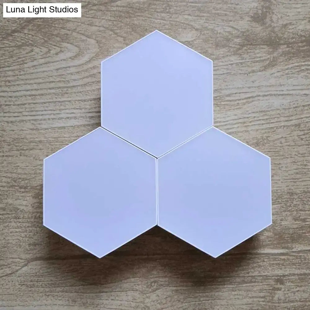 White hexagon LED wall lamp trio for bedroom Decorbites on Tampa Home & Garden Store