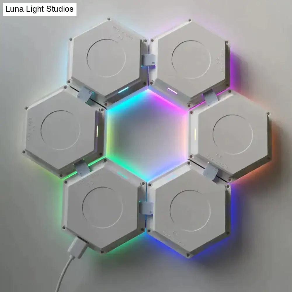 Geometric hexagon LED wall lamp set, 6-piece RGB lighting, Bluetooth app control Decorbites on Tampa Home & Garden Store