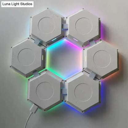 Geometric hexagon LED wall lamp set, 6-piece RGB lighting, Bluetooth app control Decorbites on Tampa Home & Garden Store