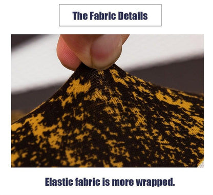 Geometric sofa slipcover Stevvex in black and yellow elastic knit fabric on Tampa Home & Garden Store