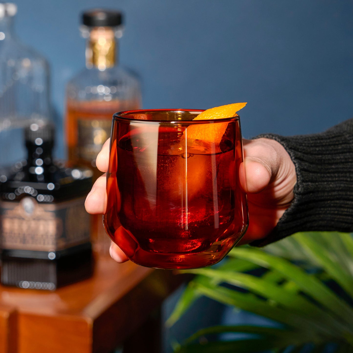 Amber Double Walled Glass Tumblers Set of Two