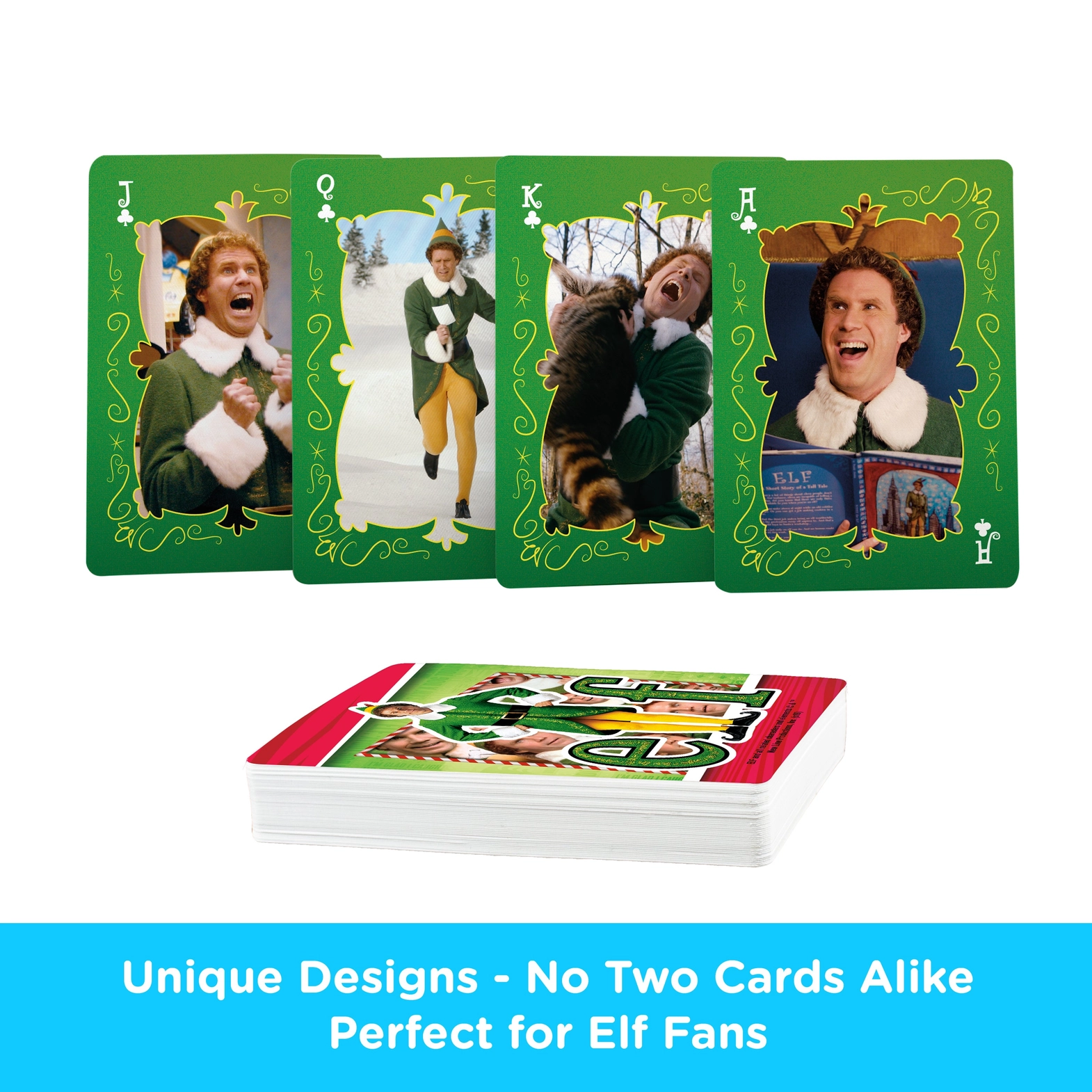 Elf Buddy Playing Cards, 4 green-back elf cards from The Country Christmas Loft on Tampa Home & Garden Store
