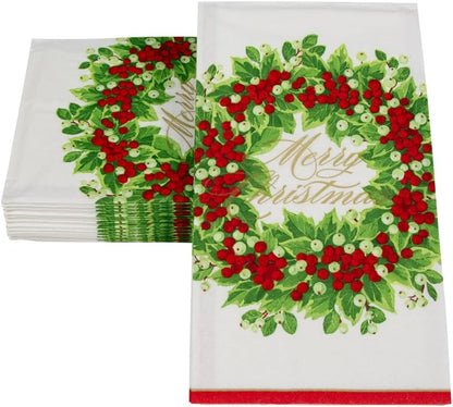 Serviette de table/serviette de buffet « Couronne de houx et de baies » - Joyeux Noël
