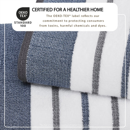 Soft Cotton Bath Towel Set and Stripe Detail
