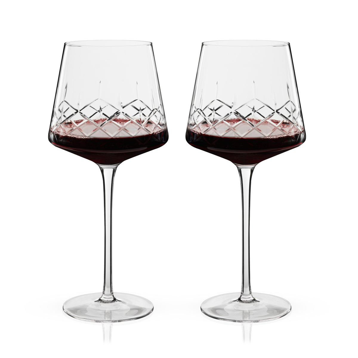 Admiral Crystal Burgundy wine glasses set of 2, Viski stemmed crystal on Tampa Home & Garden Store
