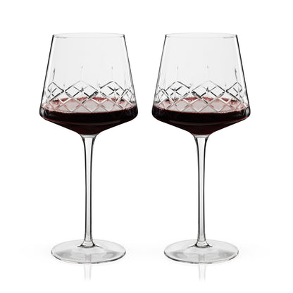 Admiral Crystal Burgundy wine glasses set of 2, Viski stemmed crystal on Tampa Home & Garden Store