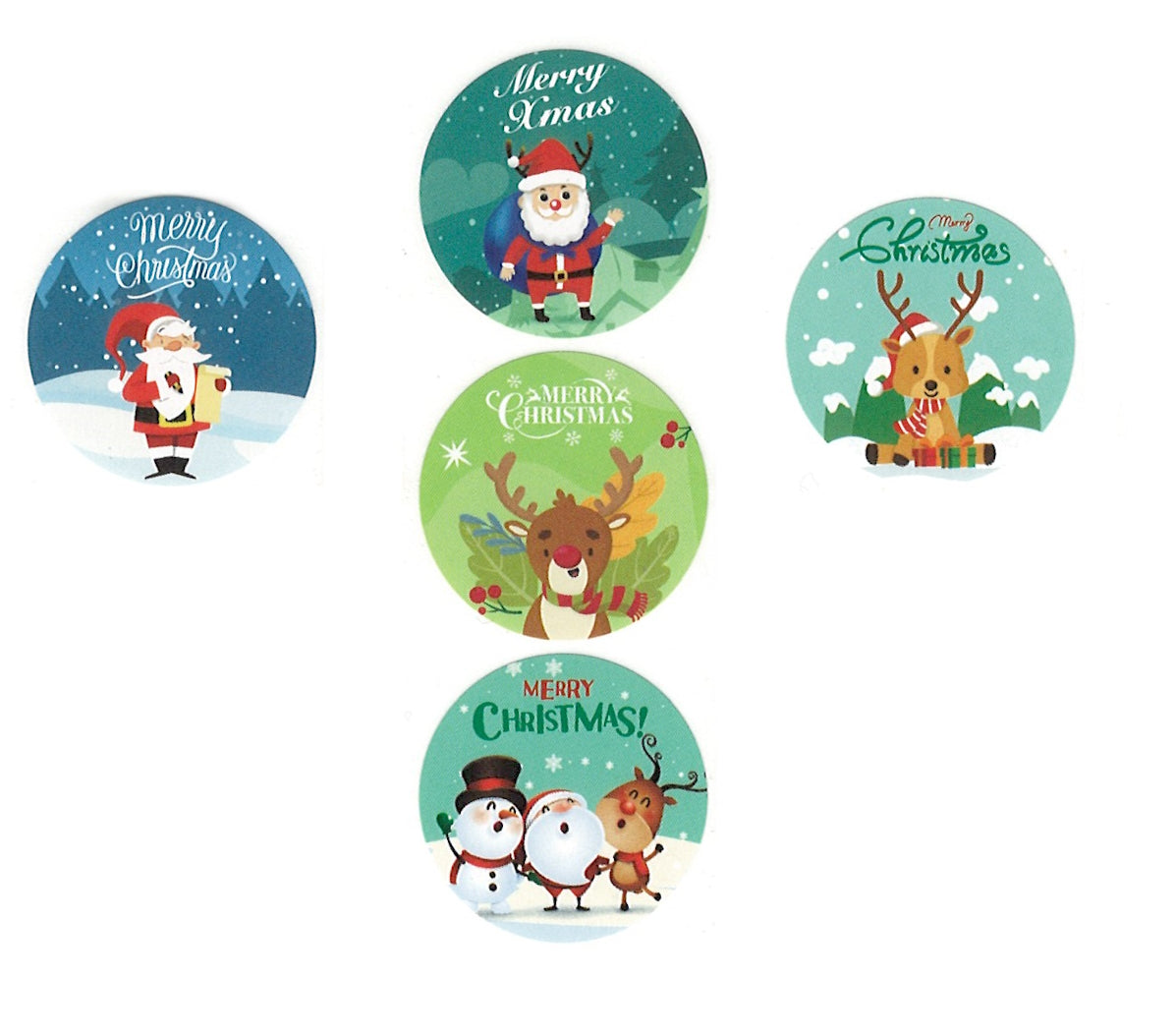 Pegatinas navideñas clásicas de 1 pulgada (50 unidades)